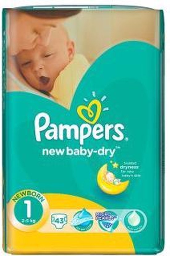 Pampers New Baby Dry - Maat 1 (New Born) 2-5 kg - Jumbo Box 3x43 luiers -  129 stuks | bol.com