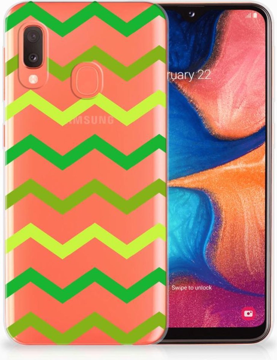 Samsung Galaxy A20e TPU bumper Zigzag Groen