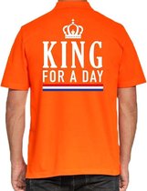 Koningsdag poloshirt / polo t-shirt King for a day oranje voor heren - Koningsdag kleding/ shirts S