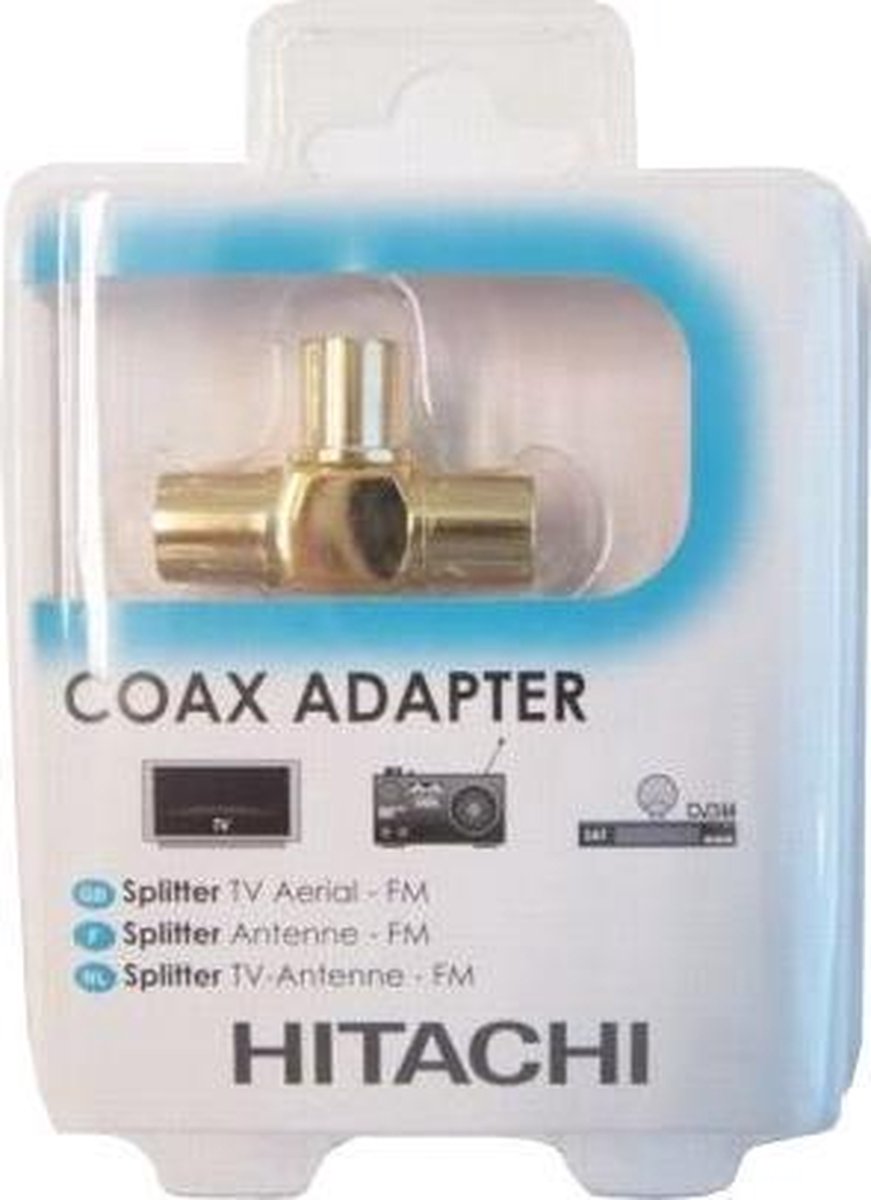 Hitachi HAC3FM tussenstuk voor kabels Coax 2 x Coax Goud