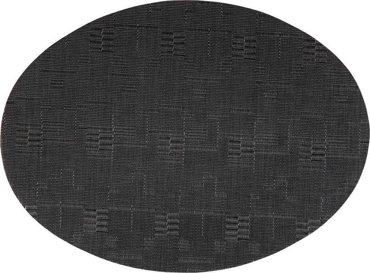 Placemat ovaal Zwart 49 x 36 cm, set van 6 stuks