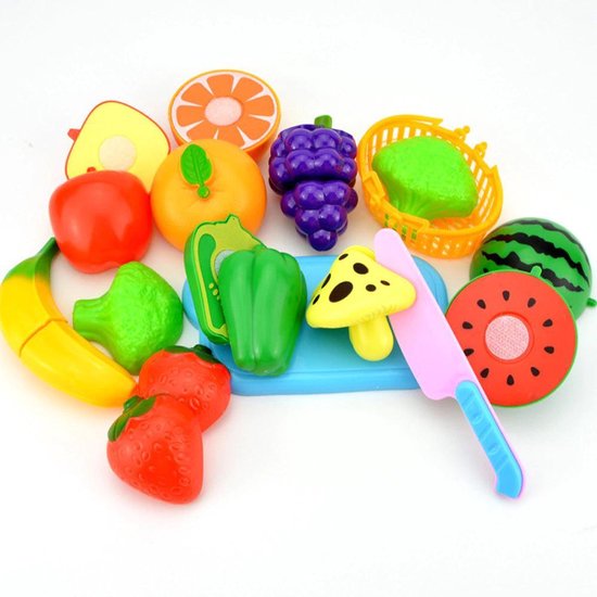 virtueel Panter protest Groente en fruit speelgoedset voor kinderen 12-delig. Plastic speelgoed  voedselset. | bol.com