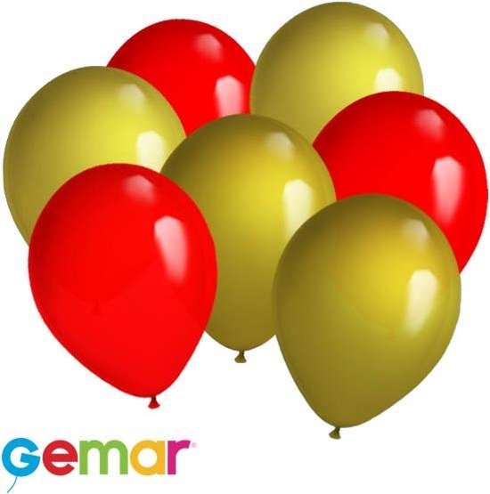 30 ballonnen Goud en Rood (Ook geschikt voor Helium)