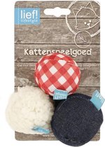 Lief! Kattenspeelgoed - Softbal Uni Met Catnip Blauw/Rood/Wit - 5 CM