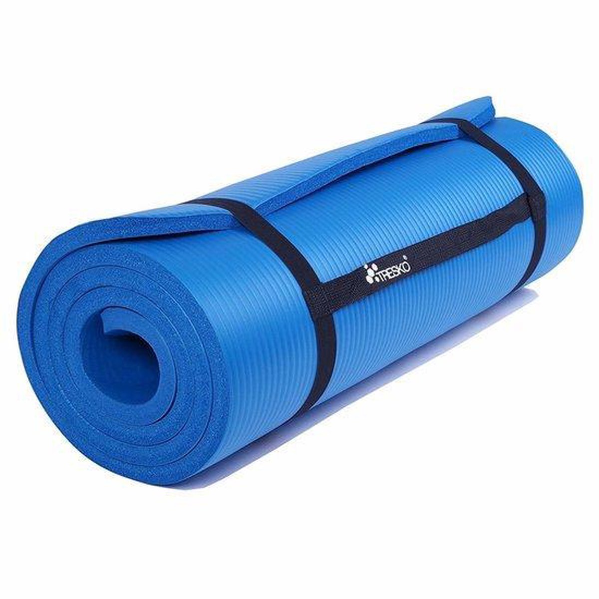 Tresko  Fitnessmat - 185x60 cm - 1,5 cm dik - Blauw - Tresko