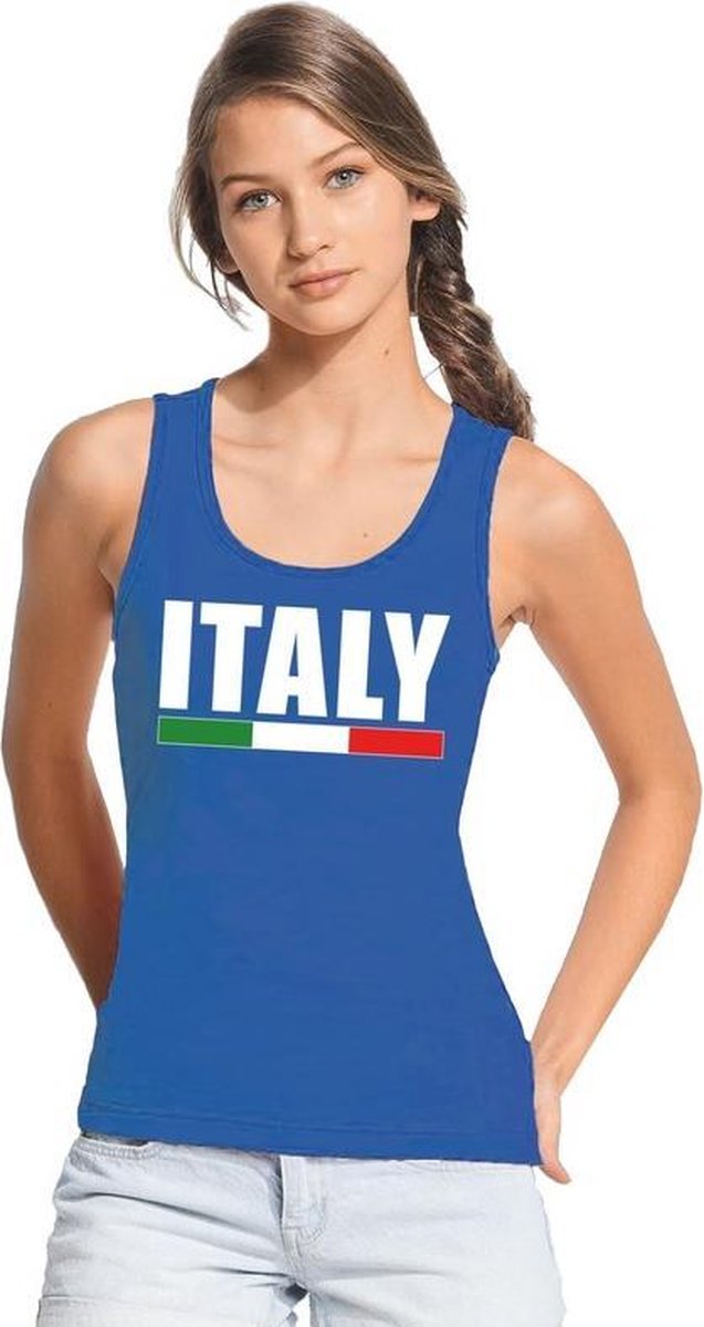 Afbeelding van product Bellatio Decorations  Blauw Italy supporter mouwloos shirt dames - Italie singlet shirt/ tanktop M  - maat M