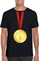 Gouden medaille kampioen shirt zwart heren S