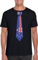 Zwart t-shirt met Australie vlag stropdas heren S