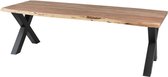 Industriële Eettafel  - Boomstamtafel  - Acacia hout - 100x2000x79 cm -  X poot