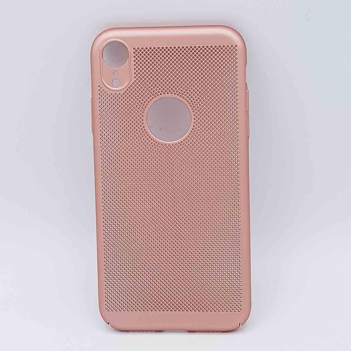 Geschikt voor IPhone XR – hoes, cover – TPU – metaal gaas look – roze goud
