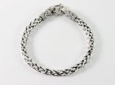 Gevlochten zilveren schakelarmband - 17.5 cm