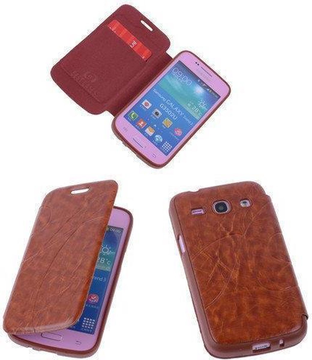 Bestcases Bruin TPU Book Case Flip Cover Motief Samsung Galaxy Core Plus G3502