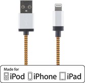 STREETZ IPLH-235 Lightning stoffen MFI USB Kabel - Geschikt voor Apple - 1 meter - Oranje