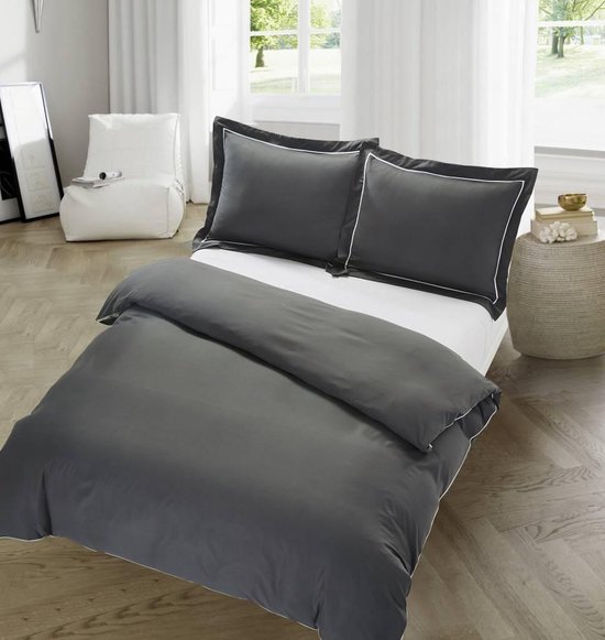 The Luxury Home Collection Dijon Anthracite Taille: 2 personnes (200 x 220 cm + 2 taies d'oreiller)