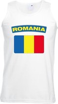 Singlet shirt/ tanktop Roemeense vlag wit heren XL