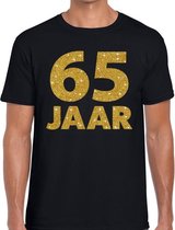 65 jaar gouden glitter tekst t-shirt zwart heren XL