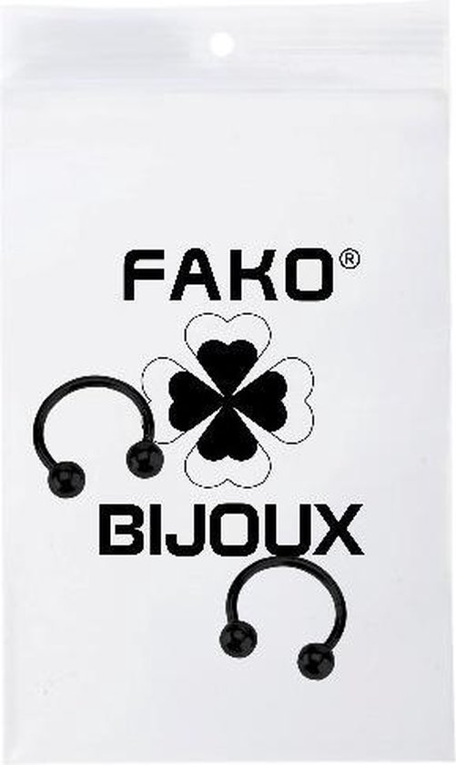 Fako Bijoux® - Circular Barbell Piercing - Hoefijzer - 10mm - Zwart - 2 Stuks - Fako Bijoux®