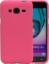 Roze Zand TPU back case cover cover voor Samsung Galaxy J3