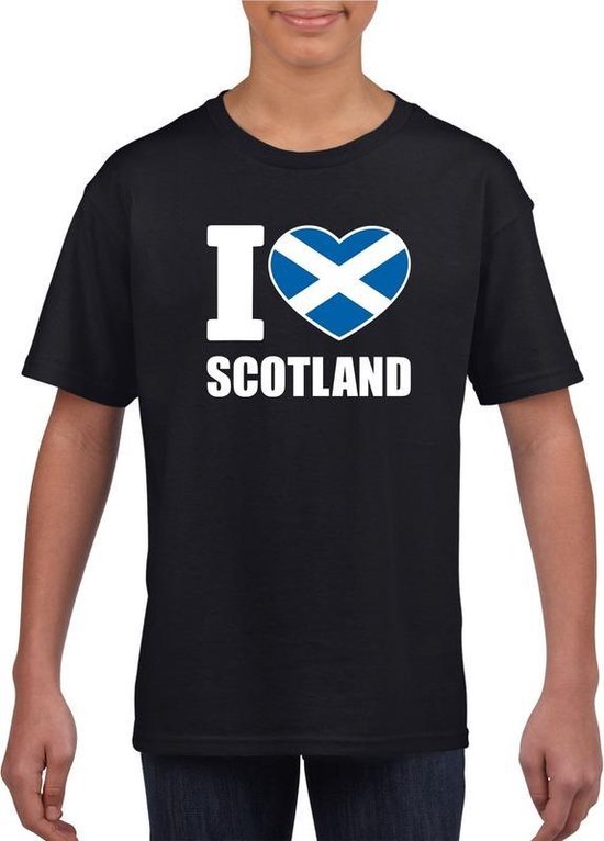 Zwart I love Schotland fan shirt kinderen 122/128