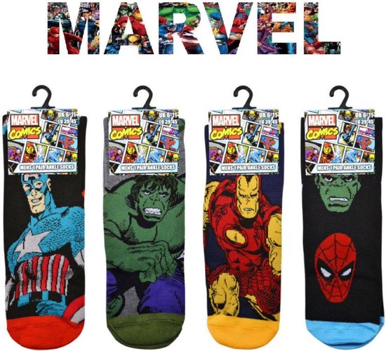 4 paar heren sokken Marvel Avengers maat 39/45 | bol.com