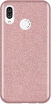 HB Hoesje Geschikt voor Huawei P Smart Plus - Glitter Back Cover - Roze