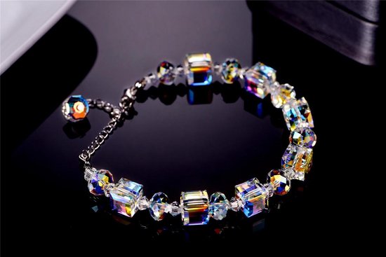 dames armband met 31 Swarovski kristallen – Echt zilveren Armband, 925 sterling - YO-158