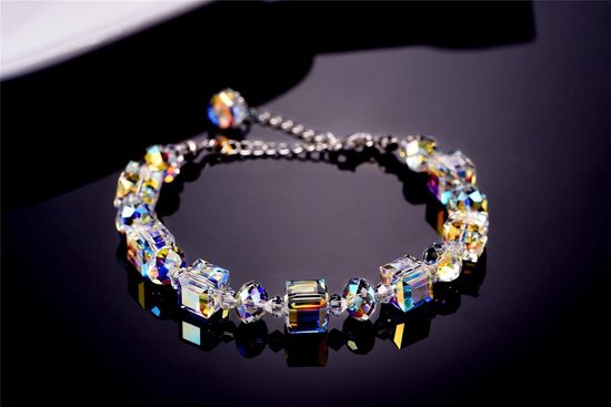 dames armband met 31 Swarovski kristallen – Echt zilveren Armband, 925 sterling - YO-158