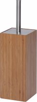 Luxe Bamboe Badkamer set - Zeepdispenser En Toiletborstel - WC-Borstelhouder - Zeeppompje - Hout - Staand - RVS