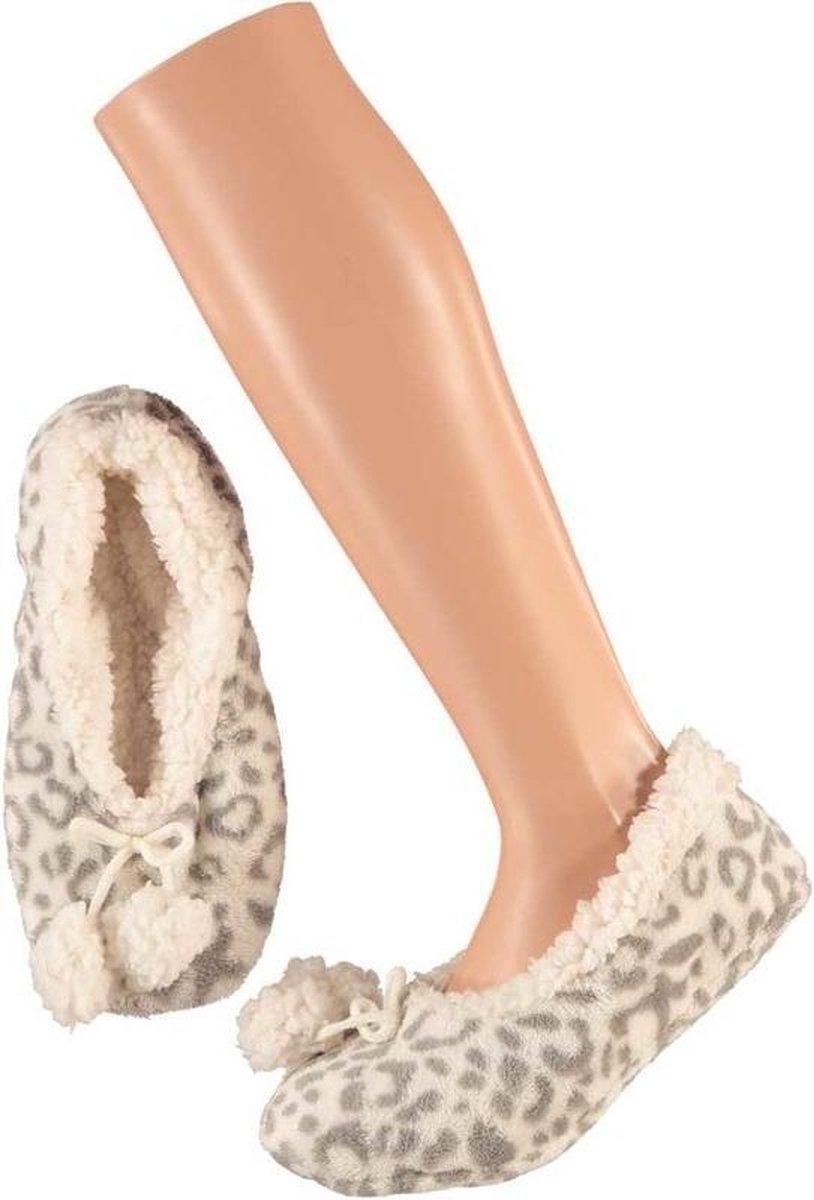 Apollo Dames ballerina pantoffels sloffen luipaard grijs