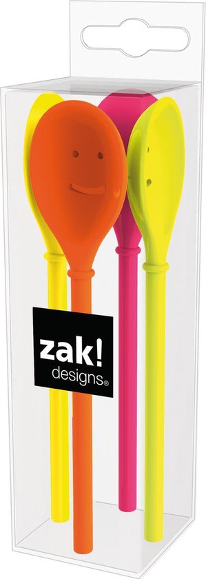 Zak!Designs Happy Spoon - Melamine - 11,5 cmÂ - Set van 4 Stuks - Hot Pop