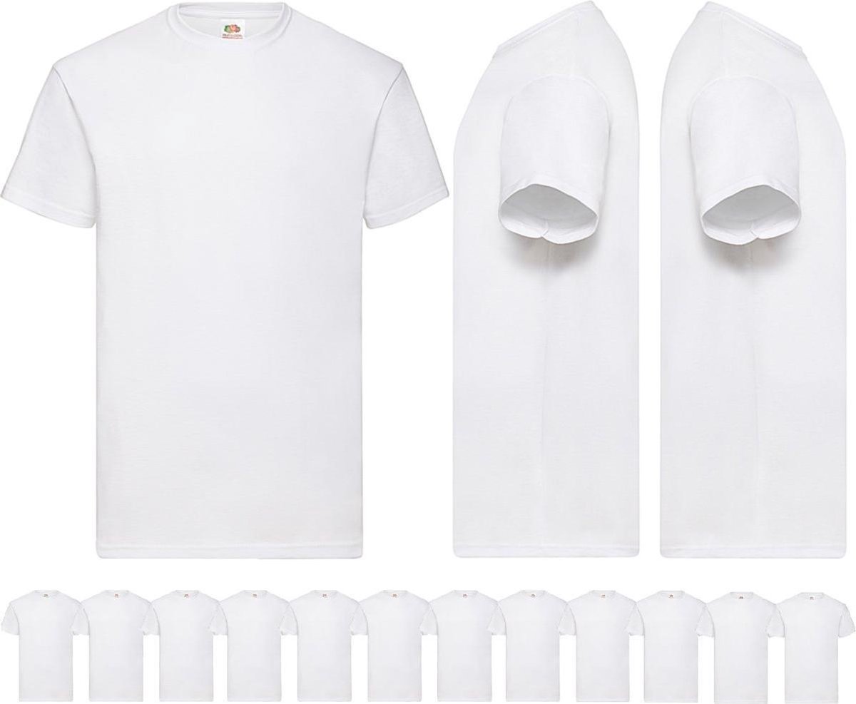 12 pack witte Fruit of the Loom shirts ronde hals maat M Valueweight