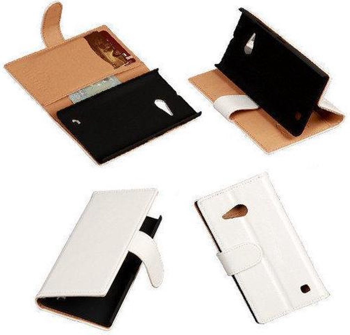 PU Leder Wit Nokia Lumia 735 Book/Wallet Case/Cover