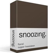 Snoozing - Flanel - Topper - Hoeslaken - Eenpersoons - 70x200 cm - Bruin