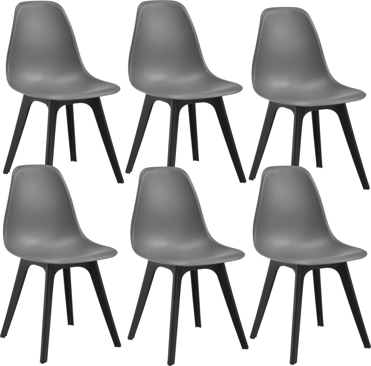 en.casa Eetkamerstoel Lendava 83x54x48 cm set van 6 grijs en zwart