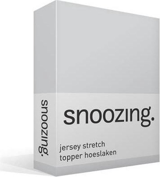Snoozing Jersey Stretch - Topper - Hoeslaken - Tweepersoons - 120/130x200/220 cm - Grijs