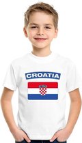 T-shirt met Kroatische vlag wit kinderen M (134-140)