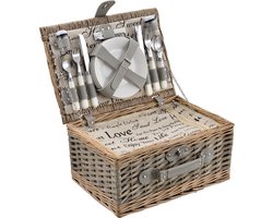 Picknickmand voor 4 personen - incl. inhoud - grijs