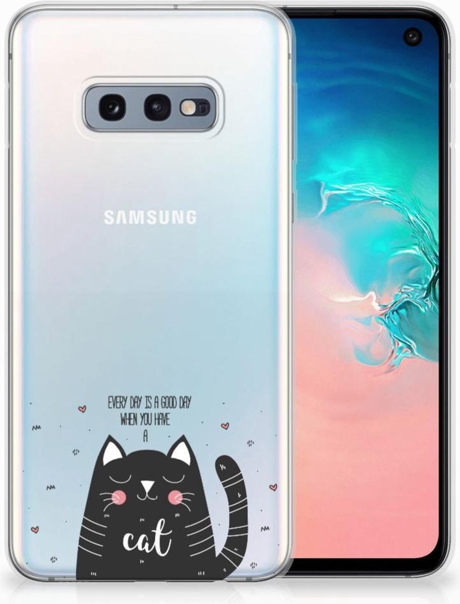 Samsung Galaxy S10e Telefoonhoesje met Naam Cat Good Day