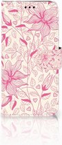Geschikt voor Samsung Galaxy J5 2017 Uniek Wallet Book Case Hoesje Pink Flowers