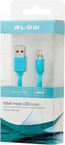 Micro USB Kabel Plat 1 meter - Blauw KM03