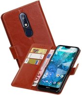 Zakelijke Book Case Telefoonhoesje Geschikt voor de Nokia 7.1 - Portemonnee Hoesje - Pasjeshouder Wallet Case - Bruin