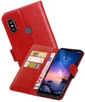Zakelijke Book Case Telefoonhoesje Geschikt voor de XiaoMi Redmi Note 6 Pro - Portemonnee Hoesje - Pasjeshouder Wallet Case - Rood