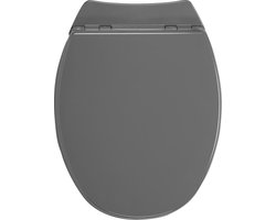 Allibert wc-bril SERENITY² - geperst hout - soft close - afklikbaar - antibacterieel - anthraciet grijs gelakt