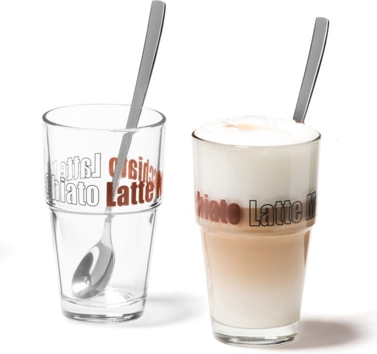 Spruit pijpleiding oorlog Leonardo Solo Latte Macchiato glazenset - 2 Koffieglazen & 2 lepels |  bol.com
