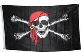 Piratenvlag Met Rode Bandana - 150 x 90 cm