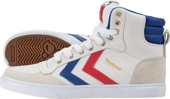 hummel STADIL HIGH - Sneakers - Volwassenen - White/Blue/Red/Gum - Maat 41  | bol.com
