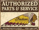 Authorized Indian Parts & Service - Retro wandbord - Motor - Amerika USA - metaal.