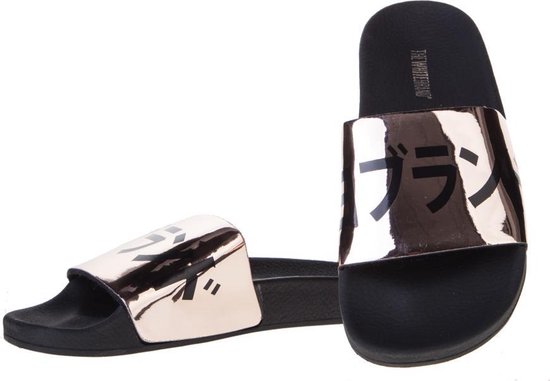 Badslippers met opdruk - maat 37 - dames - goud - metallic Japan | bol.com