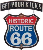 Signs-USA Get Yours Kicks On Route 66 - Retro Wandbord - Metaal - 46x40 cm