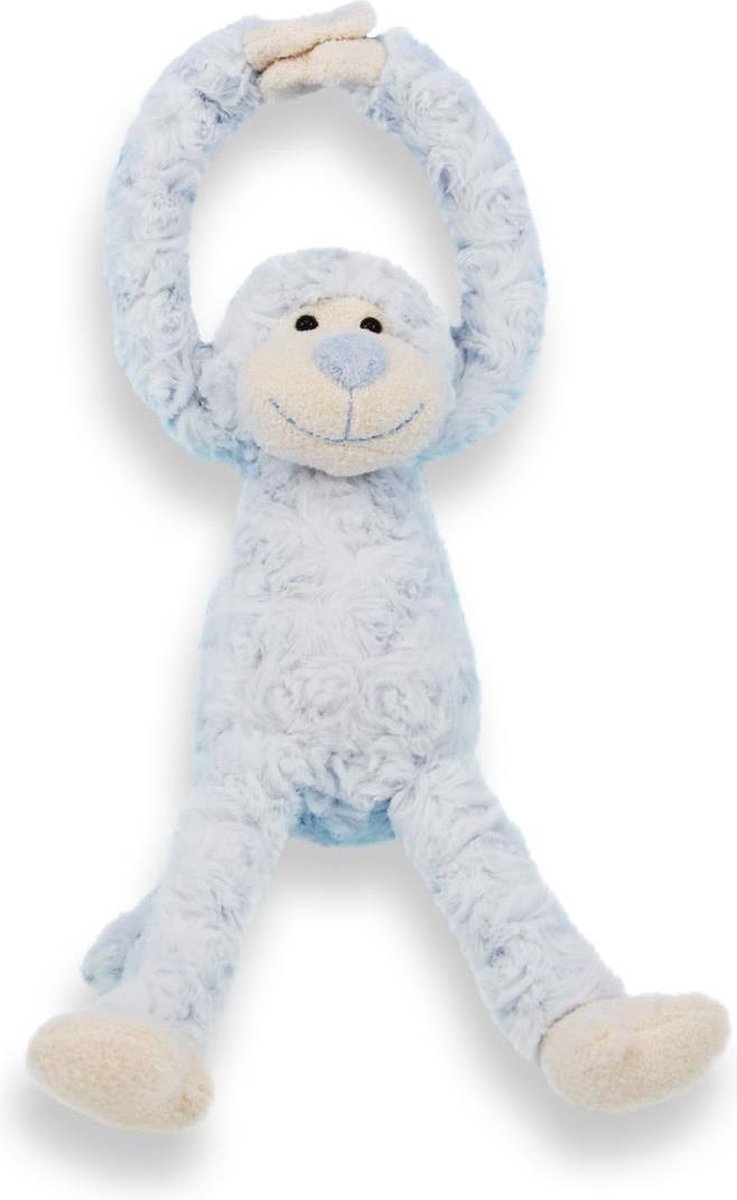 Funnies Slingeraap - Knuffel aap - Blauw - 45cm - Pluche - Cadeau voor baby en peuter